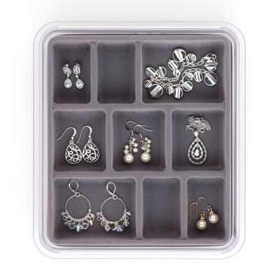 Jewellery Stax 9 Compartment Organiser Tray - Grey
