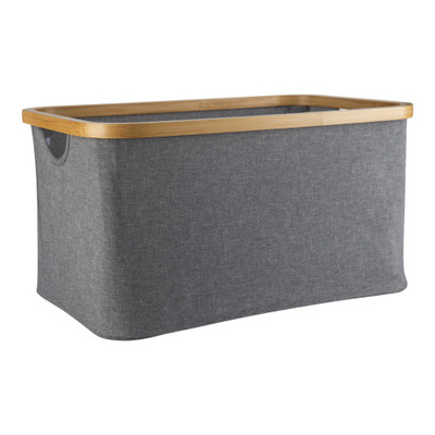 Medium Fabric Linen Laundry Basket - Dark Grey