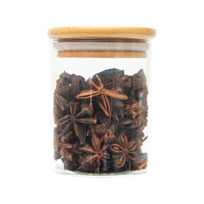 Glass Herb & Spice Jar 200ml with Bamboo Lid - Round