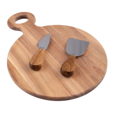 Alfresco Lane 3 Piece Round Cheese Paddle Set - Acacia Wood