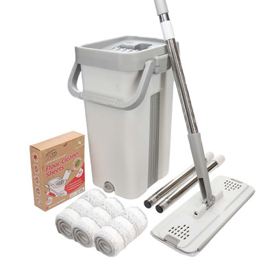 White Magic Flat Mop and Bucket Set