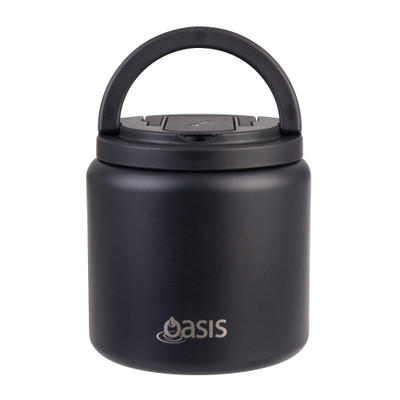Oasis Stainless Steel Insulated Food Flask 700ml with Spork - Black