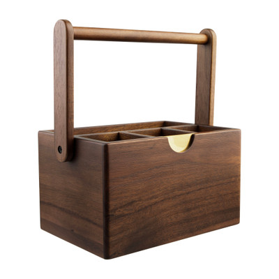Alfresco Lane 4 Compartment Cutlery Caddy - Acacia Wood