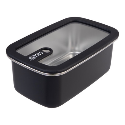 Oasis Microwave Safe Stainless Steel Rectangular Container 1.1L - Black