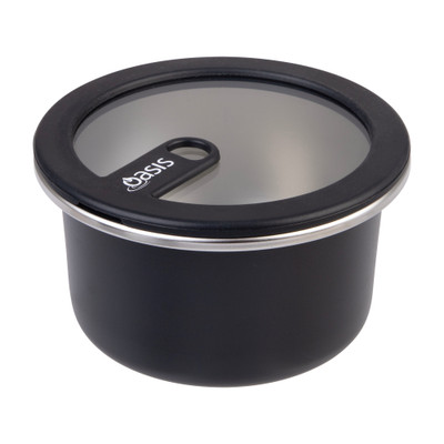 Oasis Microwave Safe Stainless Steel Round Container 680ml - Black