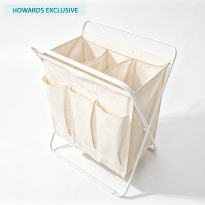 Howards 3 Compartment Collapsible Laundry Sorting Hamper - Metal