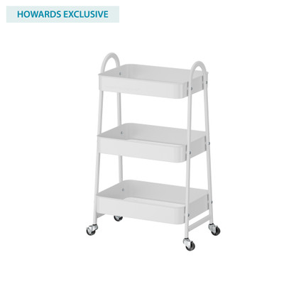 Howards Pyramid 3 Tier Metal Mesh Trolley - White