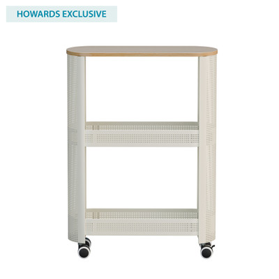 Howards Stylish Slim 3 Tier Metal Mesh Trolley - White