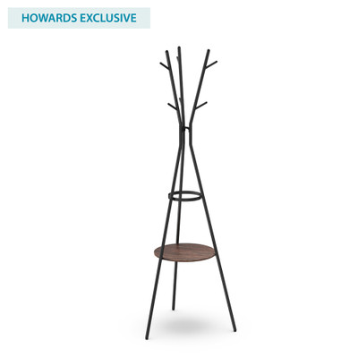 Howards Freestanding Hat & Coat Rack with Shelf - Black
