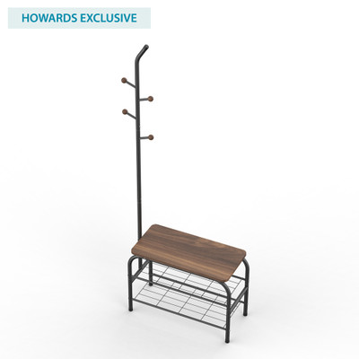 Howards 2 Tier Shoe Rack Bench with Coat Rack