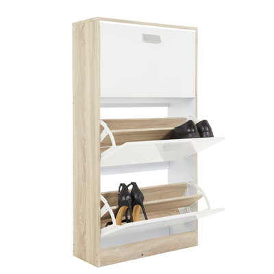 Howards Shoe Cabinet 3 Drawers - White/Brown