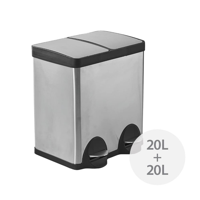 Howards 2 x 20L Twin PullOut Rubbish Bin White Howards Storage World