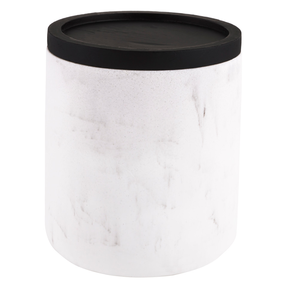 Marble Look Bathroom Cotton Canister with Black Trim Howards Storage
