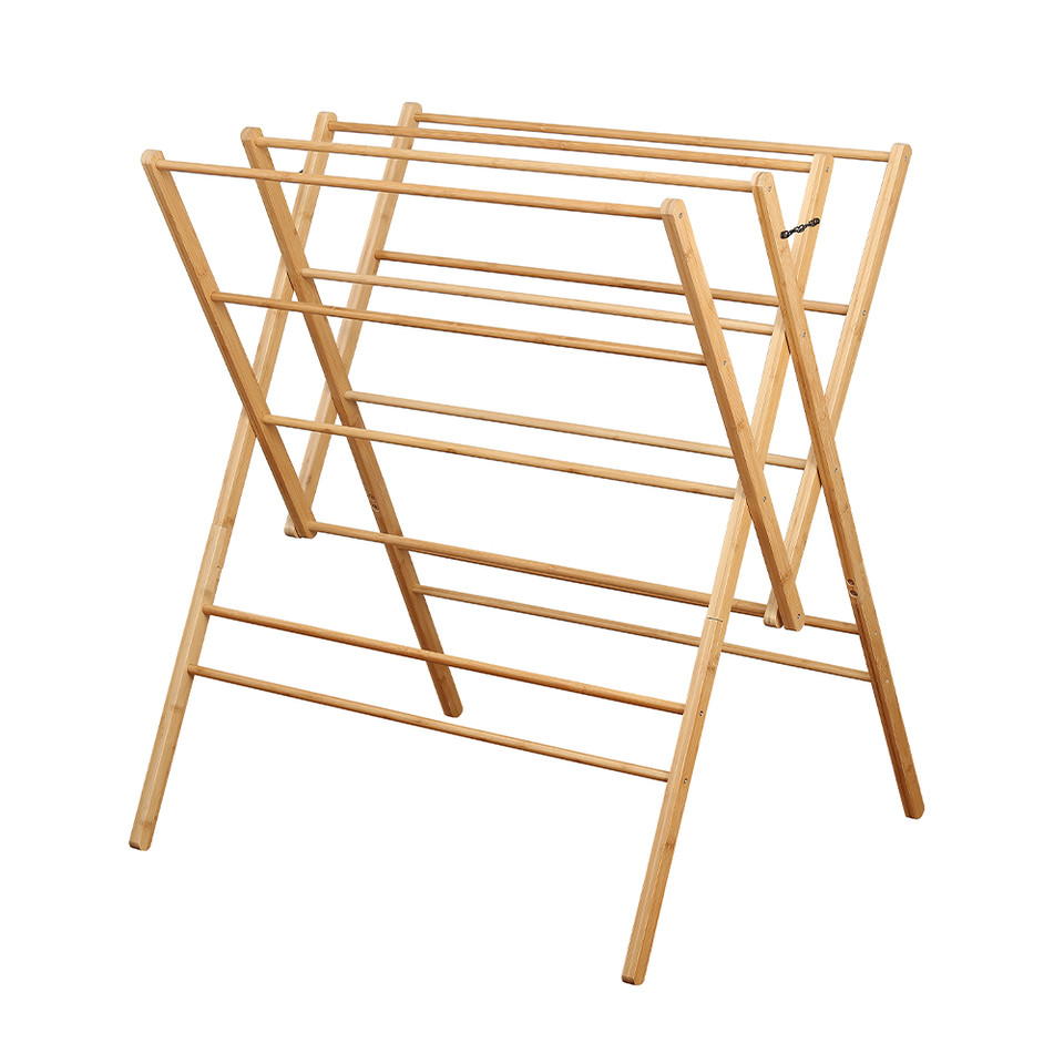 WilliamsWare Bamboo Concertina Clothes Airer with Wheels Howards Storage World