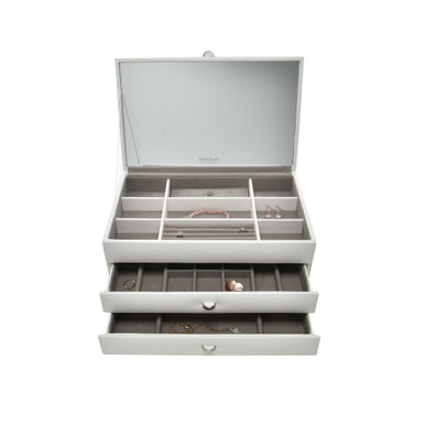 Jewellery Box with Mirrored Lid Large - White | Howards Storage World