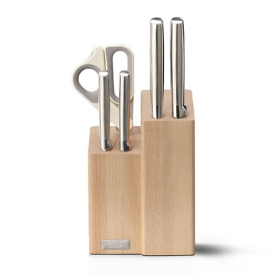 Elevate™ Fusion 5-piece Knife & Scissor Set with Beechwood Block