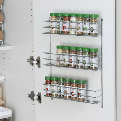 Spice Rack Wire Rails 3 Tier Wall Mount Wire Spice Rack - Chrome | Howards Storage World