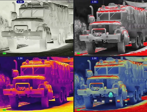 Sight-MastIR four thermal color palettes on the same scene
