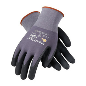 Protective Industrial Products® Medium MaxiFlex® Ultimate by ATG® 15 Gauge Abrasion Resistant Black Micro-Foam Nitrile Palm And Fingertip Coated Work Gloves With Gray Seamless Knit Nylon And Lycra® Liner And Continuous Knit Wrist