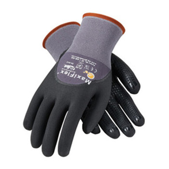 Protective Industrial Products® 34-845/M Medium MaxiFlex® Endurance by ATG® 15 Gauge Abrasion Resistant Black Micro-Foam Nitrile Palm And Fingertip Coated Work Gloves With Gray Seamless Knit Nylon Liner And Continuous Knit Wrist