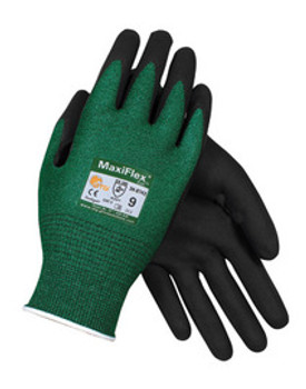Protective Industrial Products® Large MaxiFlex® Cut by ATG® Black Micro-Foam Nitrile Dipped Palm And Finger Coated Work Glove With Continuous Knitwrist