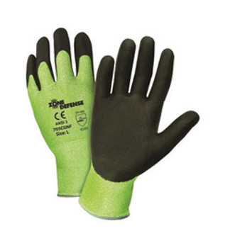 West Chester 2X Bright Green And Black Zone Defense Seamless Knit 10 ga HPPE Cut Resistant Gloves With Knitwrist, HPPE Lined And Nitrile Coating