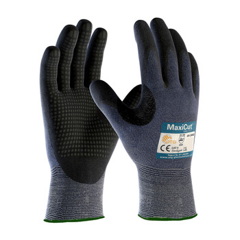 Protective Industrial Products Medium Blue And Black MaxiCut® Ultra Engineered Yarn Cut Resistant Gloves With Knit Wrist, Micro-Foam Nitrile Coating, Micro Dot Palm And Reinforced Thumb Crotch