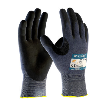 Protective Industrial Products X-Large Blue And Black MaxiCut® Ultra Engineered Yarn Cut Resistant Gloves With Knit Wrist, Micro-Foam Nitrile Coating And Reinforced Thumb Crotch