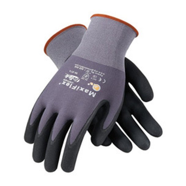 Protective Industrial Products® X-Large MaxiFlex® Ultimate by ATG® 15 Gauge Abrasion Resistant Black Micro-Foam Nitrile Palm And Fingertip Coated Work Gloves With Gray Seamless Knit Nylon And Lycra® Liner And Continuous Knit Wrist