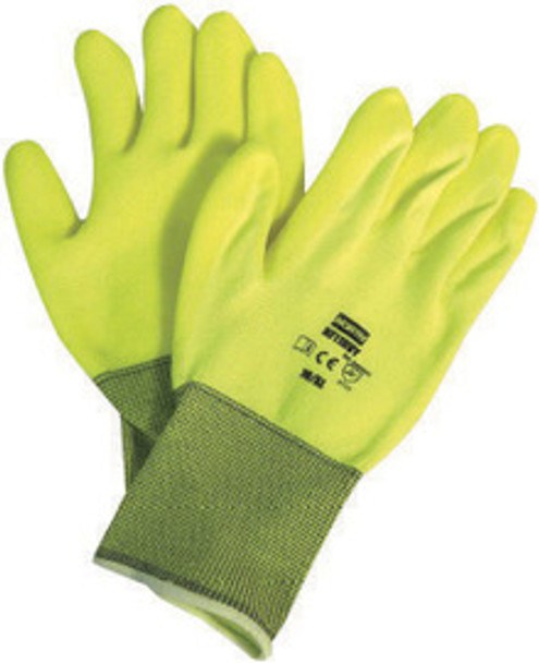 North® by Honeywell Size 9 NorthFlex Neon 15 Gauge Abrasion Resistant Hi-viz Yellow PVC Palm Coated Work Gloves With Hi-Viz Yellow Nylon Liner And Knit Wrist