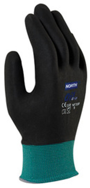 North® by Honeywell X-Large NorthFlex Oil Grip 13 Gauge Cut Resistant Black Nitrile Palm Coated Work Gloves With Dark Green Seamless Nylon Liner And Knit Wrist
