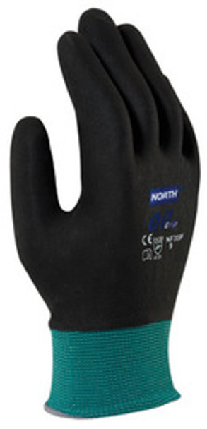 North® by Honeywell 2X NorthFlex Oil Grip 13 Gauge Cut Resistant Black Nitrile Palm Coated Work Gloves With Dark Green Seamless Nylon Liner And Knit Wrist