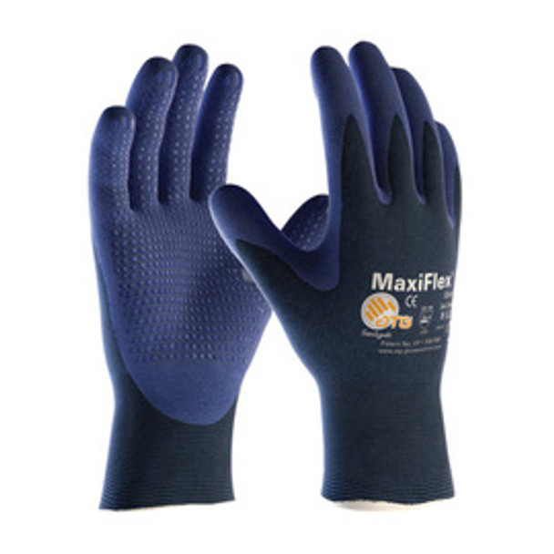 Protective Industrial Products® Large MaxiFlex® Elite by ATG® Ultra Light Weight Blue Micro-Foam Nitrile Palm And Finger Tip Coated Work Glove With Blue Seamless Nylon Knit Liner And Continuous Knitwrist