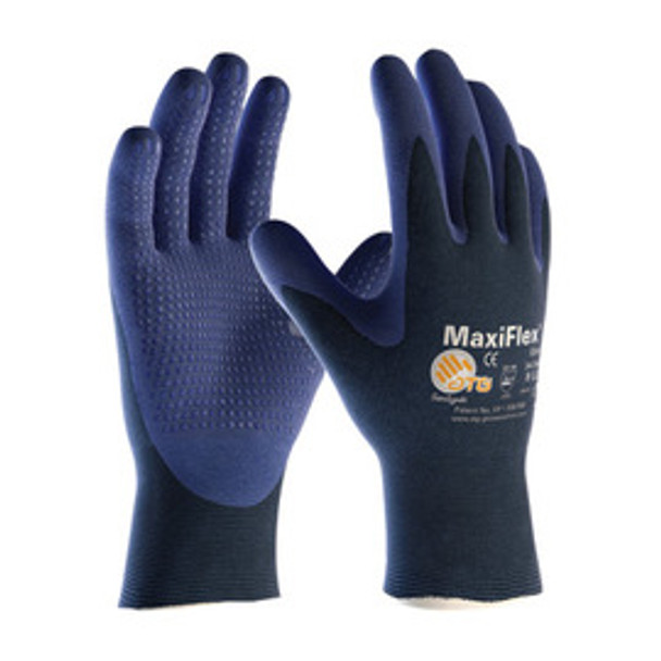 Protective Industrial Products® Small MaxiFlex® Elite by ATG® Ultra Light Weight Blue Micro-Foam Nitrile Palm And Finger Tip Coated Work Glove With Blue Seamless Nylon Knit Liner And Continuous Knitwrist