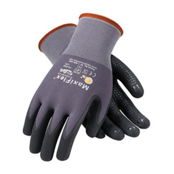 Protective Industrial Products® 34-844/L Large MaxiFlex® Endurance by ATG® 15 Gauge Abrasion Resistant Black Micro-Foam Nitrile Palm And Fingertip Coated Work Gloves With Gray Seamless Knit Nylon Liner And Continuous Knit Wrist
