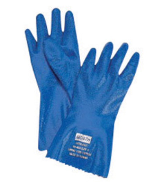 North® by Honeywell Size 10 Blue Nitri-Knit 12" Interlock Knit Lined 1" Supported Nitrile Chemical Resistant Gloves With Rough Finish And Pinked Cuff