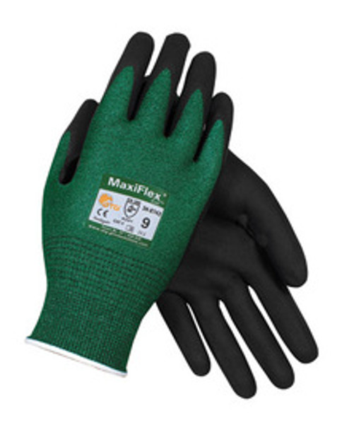 Protective Industrial Products® Medium MaxiFlex® Cut by ATG® Black Micro-Foam Nitrile Dipped Palm And Finger Coated Work Glove With Continuous Knitwrist