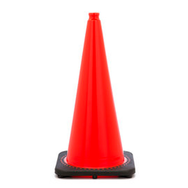 28" Orange Traffic Cone With Black Base PVC Revolution Series 1-Piece