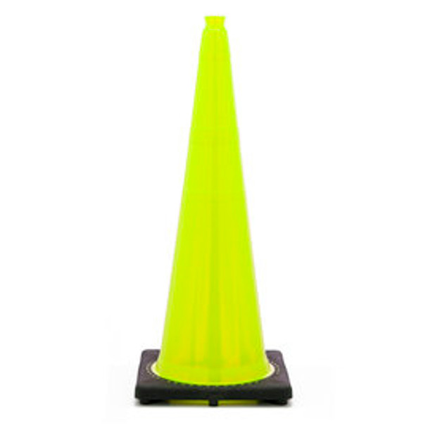 36" Lime Traffic Cone With Black BasePVC Revolution Series 1-Piece