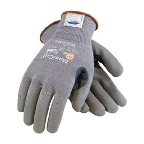 Protective Industrial Products® Medium MaxiCut® 5 By ATG® Medium Weight Cut Resistant Gray Micro-Foam Nitrile Palm And Fingertip Coated Work Gloves With Gray Seamless Dyneema®, Lycra® And Glass Liner , Continuous Knit Cuff And Reinforced Thumb Crotch