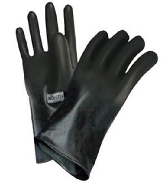 North® by Honeywell Size 8 Black 11" 16 mil Unsupported Butyl Chemical Resistant Gloves With Smooth Finish And Rolled Beaded Cuff