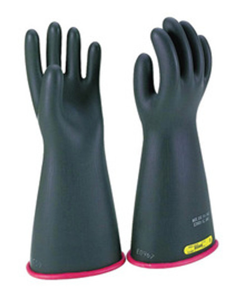 SALISBURY By Honeywell Size 8 Black And Red 14" Type I Natural Rubber Class 2 High Voltage Electrical Insulating Linesmen's Gloves With Straight Cuff