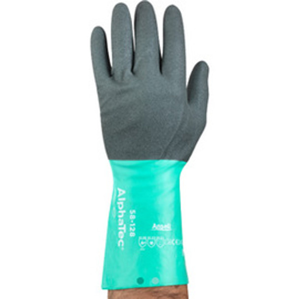 Ansell Size 11 Light Glass Green And Anthracite Gray AlphaTec® Nylon Lined Nitrile Chemical Resistant Gloves