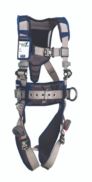 DBI-SALA® Large ExoFit STRATA Contruction Style Harness With Aluminum Back And Side D-rings, Tri-Lock Revolver Quick Connect Buckles, Waist Pad And Belt