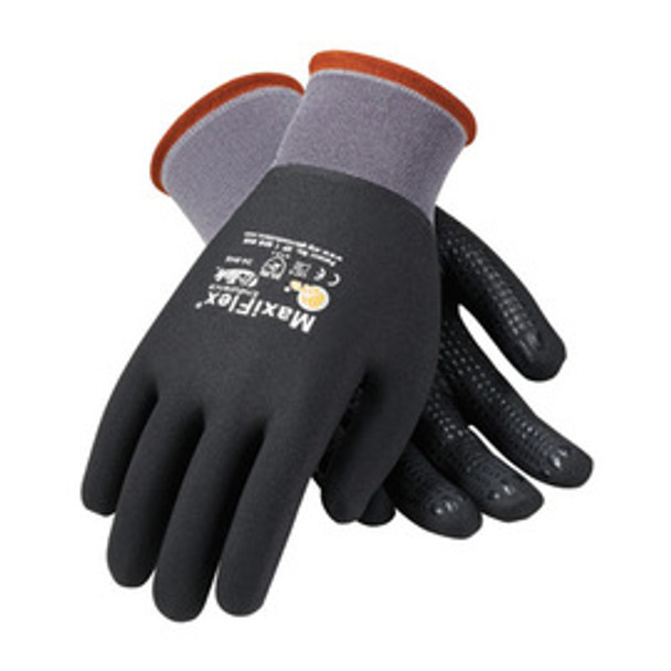 Protective Industrial Products® X-Large MaxiFlex® Endurance by ATG® 15 Gauge Abrasion Resistant Black Micro-Foam Nitrile Palm And Fingertip Coated Work Gloves With Gray Seamless Knit Nylon Liner And Continuous Knit Cuff