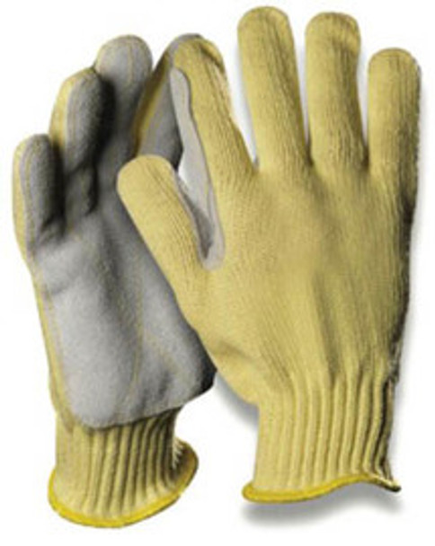 Radnor® Medium Yellow Medium Weight DuPont Kevlar® Engineered Fiber Seamless Knit Cut Resistant Gloves With Knit Wrist, Leather Palm And Reinforced Thumb Crotch