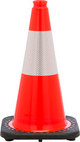 18" Orange Traffic Cone With Black Base And 6" 3M Reflective Collar PVC Revolution Series 1-Piece