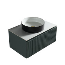 Flauto Smoked Sage Wall Hung Vanity With Sintered Stone Counter Top - 600mm (TIS4499)