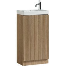 Flauto Mini Country Oak Cloakroom Floor Standing Vanity Unit and Ceramic Basin - 800mm (TIS4398)
