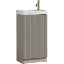 Flauto Mini Soft Coffee Cloakroom Floor Standing Vanity Unit and Ceramic Basin - 800mm (TIS4399)